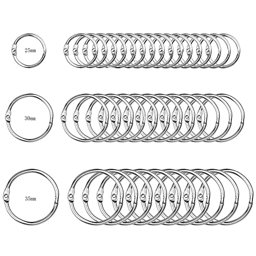 SAIJIAN 100 stuks boekbinderingen bindringen boekringen 25 mm/30 mm/35 mm binding boekringen O-ringen metalen ringringen boekbinderingen losse bladen connectoren douchegordijn ringen sleutelringen voor scrapbook