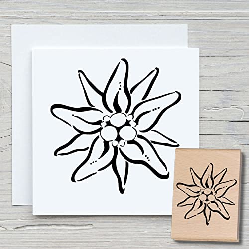 NEWSTAMPS DIE STEMPELMACHER Edelweiss 02 motiefstempels van hout 40 x 45 mm Scrapbook stempel voor het knutselen van kaarten