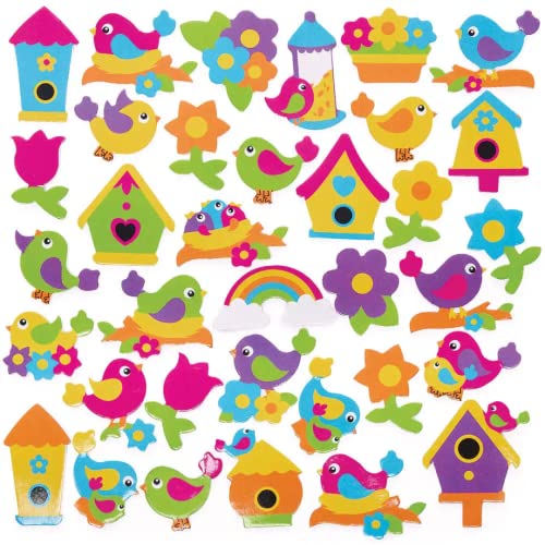 Baker Ross FC684 Vogel Foam Stickers Set van 200, Zelfklevende Stickers voor Kinderen, Knutselen voor Kinderen, Stickers voor Kinderen