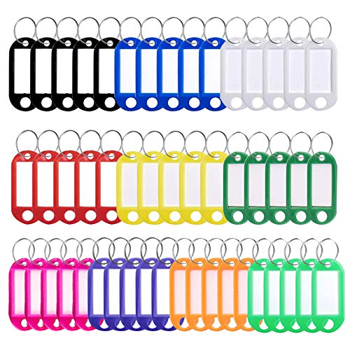 YuZhou 50 PCS Key Tags,key Fobs Labels Key Rings Name Tags Key Label Tags with Split Ring Key Tags Paper Plastic Key Tags with Labels Heavy Duty for Luggage Pet Id Name Office Key Labels 10 Color