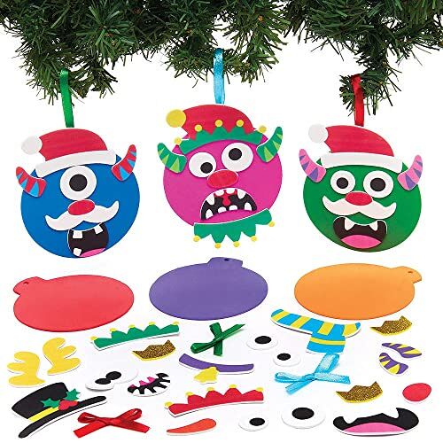 Baker Ross FX368 Monster Kerstbal Decoratie sets Set van 8, Kinderen Kerstboom Decoraties kunst set, schuim Kunst en Knutselen Kerst Decoraties