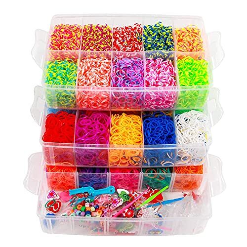 ONECK Regenboog Rubber Band voor Het Maken van Armbanden Rainbow Rubberen Band Complete Loom Banden Set Weefgetouw Rubberen Armband Maken Kinderen(15000 Sets)