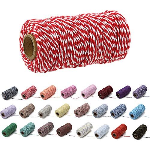 Gbrand 100 Yard / 2 mm Kleurrijke Katoenen Touw Ambachten Touw Breien Touw voor Geschenkverpakking Ambachten (Rood en Wit-1)