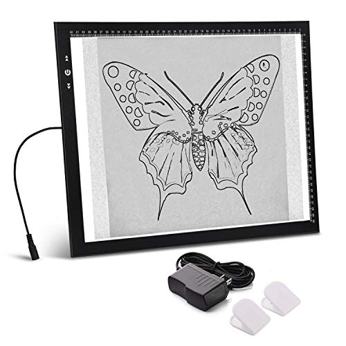 HSK A3 Light Box Light Pad, aluminium frame, aanraakdimmer, vergrendel-/ontgrendelknop, superhelder 7000 lux, verpakt met 12V1A-adapter