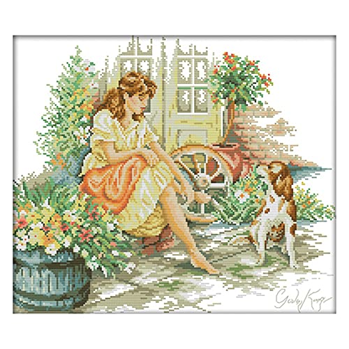 Whisskly De Sabbatische Meisje Schilderen Kruissteek Kits Naaien Handwerk 14CT Canvas Borduurset