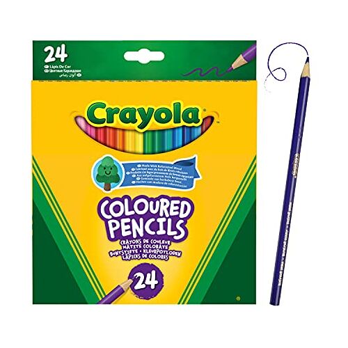 CRAYOLA 24 Kleurpotloden, 24  Colourood Pencils,Set van 24 kleurpotloden voor kinderen, perfect om te tekenen en in te kleuren, felgekleurde houten potloden, Gemaakt van herbebost hout