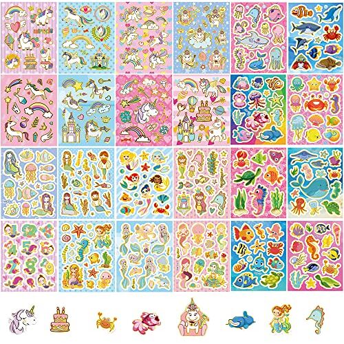 ZELAITE 24 vellen glitterstickerset voor kinderen, jongens stickerset, kleine cadeaus voor kinderen, dino-stickers, dierenstickers, waterdichte stickers, voor verzamelalbum, kinderverjaardag (B)