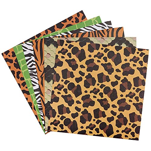 Baker Ross FC953 Jungle Dieren Bedrukt Papier Pak Pak van 48 Vellen, Kids knutselens, Kunst en Handvaardigheid voor Kinderen, School Benodigdheden