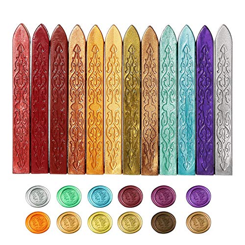 BaiJ Zegellak Sticks, 12 Pack Antieke Wax Seal Stick Gekleurde Kaars Vierkante Stijl Zegellak voor Wax Seal Stempel Antieke Vuur Manuscript Stempels Letters