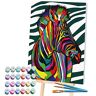 Splat Planet Zebra schilderen op nummer ingelijst, fluorescerende neonverf, kleuren op nummer, schilderen voor kunst aan de muur, schilderen op nummer kits op canvas, schilderen op nummer voor
