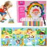 SYNYEY Zandkunstpakket Cartoon Kids Arts and Crafts Set Schilderij Kit Zand Art DIY Sand Art Kit bevat 12 Sand Art-flessen en 16 vellen schilderkaarten, maak je eigen zandkunst