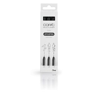 Copic Multiliner Set Zwart, 3 pennen in 3 verschillende lijndikten, tekenpennen met water- en alcoholbestendige pigmentinkt, voor schetsen, illustraties en contouren Copic Multiliner Set Zwart, 3 pennen in 3 verschillende lijndikten, tekenpennen met water- en alcoholbestendige pigmentinkt, voor schetsen, illustraties en contouren