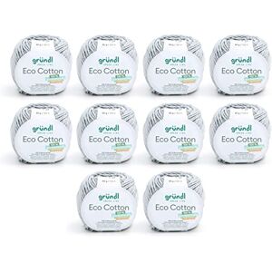 Gründl Wol Eco Cotton (garen van 100% biologisch katoen, OEKO-TEX® gecertificeerd, onderhoudsvriendelijk en wasbaar, 50 g / 105 m, naalddikte: 3,50 – 4,50 mm, 10 x 50 g), pastel grijs Gründl Wol Eco Cotton (garen van 100% biologisch katoen, OEKO-TEX® gecertificeerd, onderhoudsvriendelijk en wasbaar, 50 g / 105 m, naalddikte: 3,50 – 4,50 mm, 10 x 50 g), pastel grijs