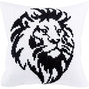 ART Kruissteekkussen borduurpakket leeuwenkop borduurafbeelding gedrukt ART Kruissteekkussen borduurpakket leeuwenkop borduurafbeelding gedrukt