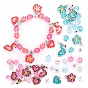 Baker Ross FE142 Flamingo Bedelarmband sets pakket van 3, Perfect voor Kinderen om Sieraden te maken, Kralen Kunst activiteiten of Knutselfeestjes