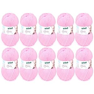 Gründl Baby uni Breigaren/haakgaren (Oeko-Tex gecertificeerde babywol, duurzaam en onderhoudsvriendelijk, 70% polyacryl, 30% polyamide, 50 g/150 m, naalddikte: 3,5-4,5, 10 x 50 g), roze Gründl Baby uni Breigaren/haakgaren (Oeko-Tex gecertificeerde babywol, duurzaam en onderhoudsvriendelijk, 70% polyacryl, 30% polyamide, 50 g/150 m, naalddikte: 3,5-4,5, 10 x 50 g), roze