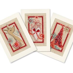 Vervaco Kerstsymboolen - Set van 3 Kaarten met Telapparaat Vervaco Kerstsymboolen - Set van 3 Kaarten met Telapparaat
