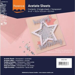 Creative Florence Acetaatvellen van 15,2 x 15,32 cm en 0,2 mm Dik 12 Flexible Plastic Vellen Transparant Papier voor Scrapbooking, Kerstkaarten, Schilderen, Journaling en Knutselen Creative Florence Acetaatvellen van 15,2 x 15,32 cm en 0,2 mm Dik 12 Flexible Plastic Vellen Transparant Papier voor Scrapbooking, Kerstkaarten, Schilderen, Journaling en Knutselen