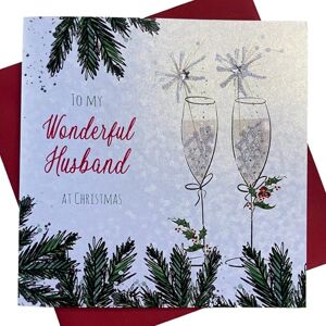 WHITE COTTON CARDS X60A Kerstkaart, Engels opschrift to My Wonderful Husband, handgemaakt, wit WHITE COTTON CARDS X60A Kerstkaart, Engels opschrift to My Wonderful Husband, handgemaakt, wit