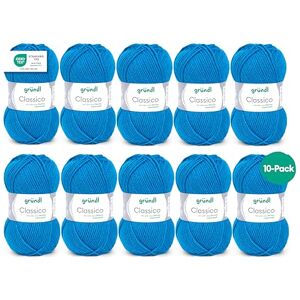 Gründl Classico wol (OEKO-TEX® gecertificeerd breigaren/haakgaren van 50% scheerwol (Merino superwash) & 50% polyacryl, 50 g/120 m, naalddikte: 3,5-4,5, 10 bollen à 50 g), gentiaanblauw Gründl Classico wol (OEKO-TEX® gecertificeerd breigaren/haakgaren van 50% scheerwol (Merino superwash) & 50% polyacryl, 50 g/120 m, naalddikte: 3,5-4,5, 10 bollen à 50 g), gentiaanblauw