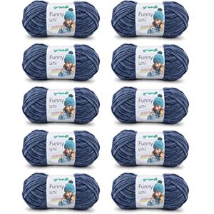 Gründl Funny uni brei- en haakgaren (fluweelachtig chenillegaren van 100% polyester, 10 x 100 g/120 m, naalddikte: 5-6), jeans Gründl Funny uni brei- en haakgaren (fluweelachtig chenillegaren van 100% polyester, 10 x 100 g/120 m, naalddikte: 5-6), jeans