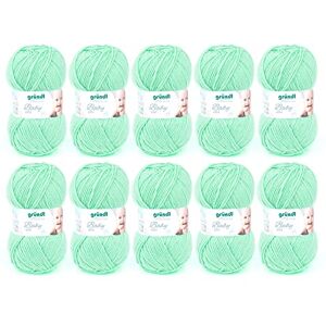 Gründl Baby uni Breigaren/haakgaren (Oeko-Tex gecertificeerde babywol, duurzaam en onderhoudsvriendelijk, 70% polyacryl, 30% polyamide, 50 g/150 m, naalddikte: 3,5-4,5, 10 x 50 g), mint Gründl Baby uni Breigaren/haakgaren (Oeko-Tex gecertificeerde babywol, duurzaam en onderhoudsvriendelijk, 70% polyacryl, 30% polyamide, 50 g/150 m, naalddikte: 3,5-4,5, 10 x 50 g), mint