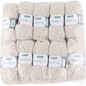 Gründl Alaska uni (brei- en haakgaren met wolachtig karakter van 80% polyacryl en 20% wol, 100 g / 75 m, naalddikte: 10 mm 12 mm, 10 x 100 g), crème Gründl Alaska uni (brei- en haakgaren met wolachtig karakter van 80% polyacryl en 20% wol, 100 g / 75 m, naalddikte: 10 mm 12 mm, 10 x 100 g), crème