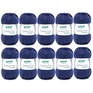 Gründl Cotton Fun Breigaren, haakgaren (zacht garen van 100% katoen, Oeko-Tex gecertificeerd, 50 g/115 m, naalddikte: 3-4, 10 bollen à 50 g), marineblauw, 27,00 x 11,00 x 07,00 cm Gründl Cotton Fun Breigaren, haakgaren (zacht garen van 100% katoen, Oeko-Tex gecertificeerd, 50 g/115 m, naalddikte: 3-4, 10 bollen à 50 g), marineblauw, 27,00 x 11,00 x 07,00 cm