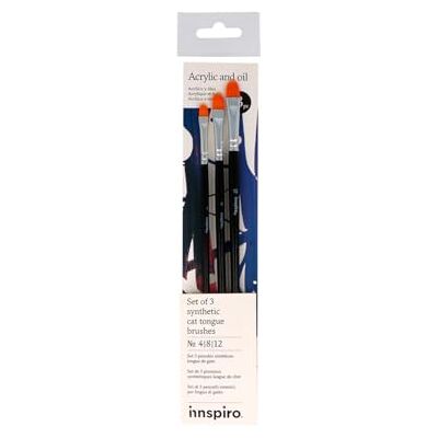 INNSPIRO Set van 3 synthetische penselen nr. 4, 8, 12, voor acryl, aquarel, gouache, olie, ideaal voor beginners en professionals INNSPIRO Set van 3 synthetische penselen nr. 4, 8, 12, voor acryl, aquarel, gouache, olie, ideaal voor beginners en professionals