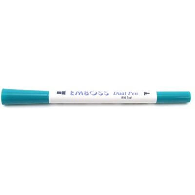 Tsukineko Embossing Pen Dual Bullet Tip, Teal Blauw Tsukineko Embossing Pen Dual Bullet Tip, Teal Blauw