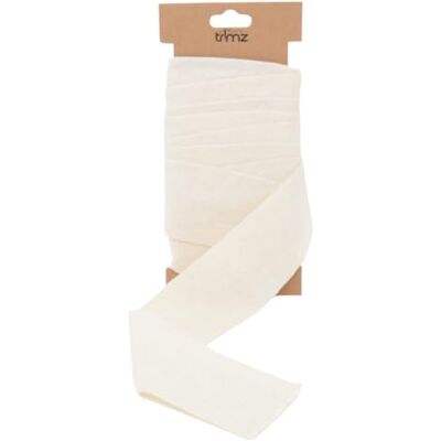 Trimz Dubbel visgraat katoenen lint, natuurlijk, 50 mm x 5 m Trimz Dubbel visgraat katoenen lint, natuurlijk, 50 mm x 5 m