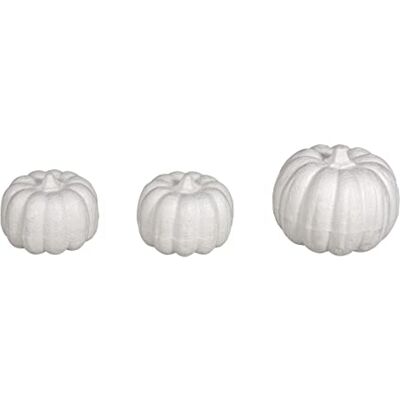 Rayher piepschuim pompoenen, wit, zak 3 stuks, gesorteerd, 1 pompoen 7x6cm, 2 pompoenen 5,5x4cm, 33493000 Rayher piepschuim pompoenen, wit, zak 3 stuks, gesorteerd, 1 pompoen 7x6cm, 2 pompoenen 5,5x4cm, 33493000