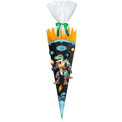 Ursus 10040002 Diamond Painting schoolkegel knutselset Easy Line "Robo T-Rex", zwart, 6-zijdig, gemaakt van 3D-golfkarton, 68 cm, diameter ca. 20 cm, voor het maken van een suikerkegel Ursus 10040002 Diamond Painting schoolkegel knutselset Easy Line "Robo T-Rex", zwart, 6-zijdig, gemaakt van 3D-golfkarton, 68 cm, diameter ca. 20 cm, voor het maken van een suikerkegel