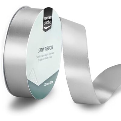 Creative Satijnlint Lichtzilver 20 m x 25 mm Dubbelzijdig Cadeaulint op Rol voor Knutselen, Decoraties, Kaarten Maken, Scrapbooking en DIY Creative Satijnlint Lichtzilver 20 m x 25 mm Dubbelzijdig Cadeaulint op Rol voor Knutselen, Decoraties, Kaarten Maken, Scrapbooking en DIY
