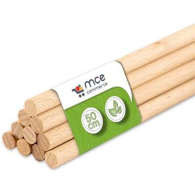 MCE-Commerce Houten stokken rond, van natuurlijk beukenhout, Ø 8 mm, lengte 50 cm, 10 stuks, voor knutselen, modelbouw, doe-het-zelf handwerk MCE-Commerce Houten stokken rond, van natuurlijk beukenhout, Ø 8 mm, lengte 50 cm, 10 stuks, voor knutselen, modelbouw, doe-het-zelf handwerk
