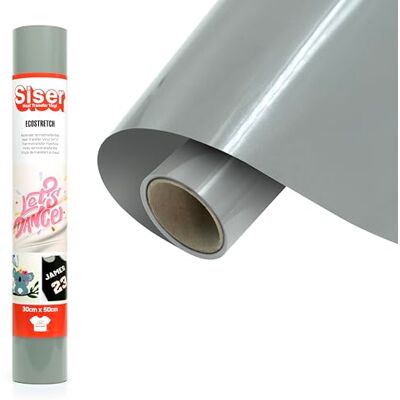 SISER EcoStretch grijs, 30 cm x 0,5 m, transferfolie om op te strijken, vinyl voor het personaliseren van sportkleding, knutselmateriaal, eenvoudig te snijden. SISER EcoStretch grijs, 30 cm x 0,5 m, transferfolie om op te strijken, vinyl voor het personaliseren van sportkleding, knutselmateriaal, eenvoudig te snijden.