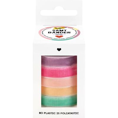 folia 12141 Fluwelen linten PASTEL, 5 x 2 m, fluwelen lintmix in pastelkleuren, als decoratief lint voor strikken of als cadeaulint folia 12141 Fluwelen linten PASTEL, 5 x 2 m, fluwelen lintmix in pastelkleuren, als decoratief lint voor strikken of als cadeaulint