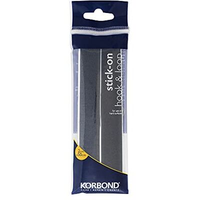 KORBOND 2 x 50 cm haak & lus Stick On, Zwart KORBOND 2 x 50 cm haak & lus Stick On, Zwart