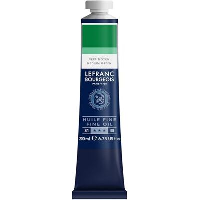 Lefranc Bourgeois 301834 Fijne olieverf van uitstekende kwaliteit, lichtecht met een gelijkmatige consistentie, tube van 200 ml, ideaal voor spieraammen, canvas, schilderbord Middelgroen Lefranc Bourgeois 301834 Fijne olieverf van uitstekende kwaliteit, lichtecht met een gelijkmatige consistentie, tube van 200 ml, ideaal voor spieraammen, canvas, schilderbord Middelgroen