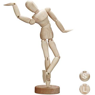 RELAXDAYS Houten Tekenmanequin - 21,5cm Natuurlijk Ondersteuningsmodel RELAXDAYS Houten Tekenmanequin - 21,5cm Natuurlijk Ondersteuningsmodel