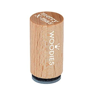 Woodies WM0703 mini-stempel Merry x-Mas, hout, 1,5 x 1,5 x 3 cm Woodies WM0703 mini-stempel Merry x-Mas, hout, 1,5 x 1,5 x 3 cm