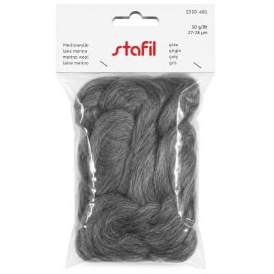 Stafil Merino natuurlijke wol om te vilten 50g 27/28 micron naaldvilt en knutselvilt grijs Stafil Merino natuurlijke wol om te vilten 50g 27/28 micron naaldvilt en knutselvilt grijs