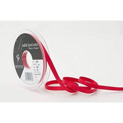 Berisfords Dubbel GEZICHT Poly satijnen lint, rood, 7 mm Berisfords Dubbel GEZICHT Poly satijnen lint, rood, 7 mm