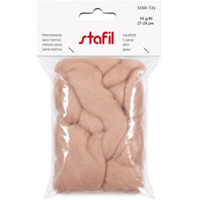 Stafil Merino natuurlijke wol om te vilten, 50 g, 27/28 micron, naaldvilt en knutselvilt, huidskleur Stafil Merino natuurlijke wol om te vilten, 50 g, 27/28 micron, naaldvilt en knutselvilt, huidskleur
