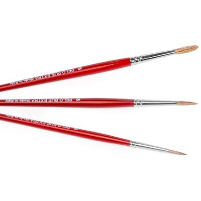 PENNELLIFICIO 2000 Set van 3 penselen voor beeldende kunst, penselen van ossenhaar, extra rond, ideaal voor olieverf, professioneel gebruik Made in Italy PENNELLIFICIO 2000 Set van 3 penselen voor beeldende kunst, penselen van ossenhaar, extra rond, ideaal voor olieverf, professioneel gebruik Made in Italy