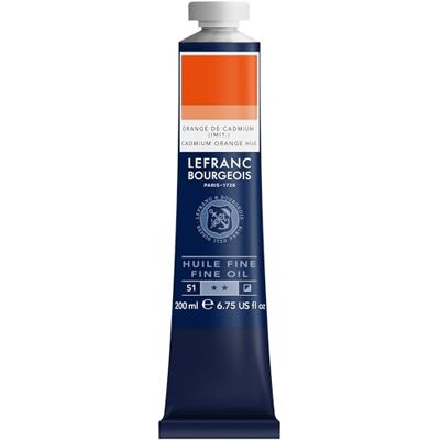 Lefranc Bourgeois 301811 Fijne olieverf van uitstekende kwaliteit, lichtecht met een gelijkmatige consistentie, tube van 200 ml, ideaal voor spieraammen, canvas, schilderbord Cadmiumoranje tint Lefranc Bourgeois 301811 Fijne olieverf van uitstekende kwaliteit, lichtecht met een gelijkmatige consistentie, tube van 200 ml, ideaal voor spieraammen, canvas, schilderbord Cadmiumoranje tint