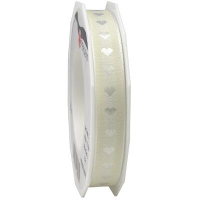 PRÄSENT 15 mm 20 m HERZILEIN satijnen lint, wit PRÄSENT 15 mm 20 m HERZILEIN satijnen lint, wit