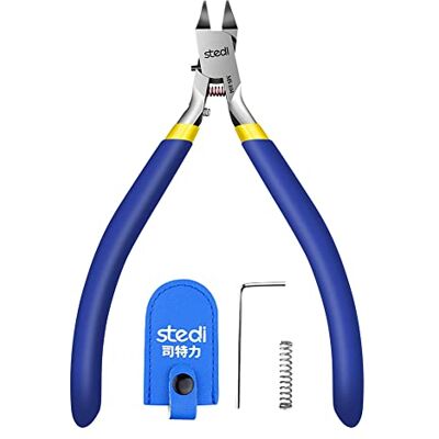 stedi Kniptang voor modelbouw, 11,94 cm, met ultradunne enkelzijdige messen met etui, om plastic Gundam-modellen te repareren en vast te maken, blauw stedi Kniptang voor modelbouw, 11,94 cm, met ultradunne enkelzijdige messen met etui, om plastic Gundam-modellen te repareren en vast te maken, blauw
