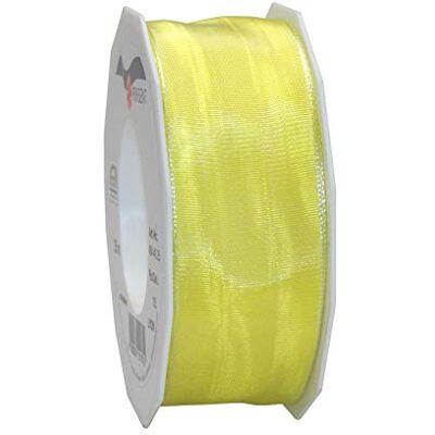 PRÄSENT Lyon Lint Met Draadrand Lichtgeel, 25 M Decoratief Voor Versieren en Knutselen, 40 Mm Breed, Licht Buigzaam, Voor Feestelijke Decoraties Bij Speciale Gelegenheden PRÄSENT Lyon Lint Met Draadrand Lichtgeel, 25 M Decoratief Voor Versieren en Knutselen, 40 Mm Breed, Licht Buigzaam, Voor Feestelijke Decoraties Bij Speciale Gelegenheden