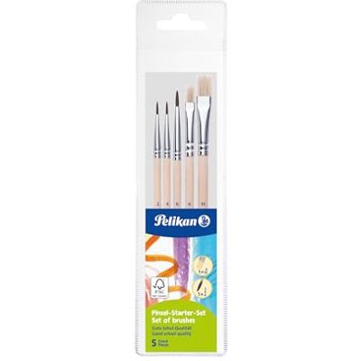 Pelikan 718163 Startset penselen PI5/SB, geassorteerd, 5 stuks in etui Pelikan 718163 Startset penselen PI5/SB, geassorteerd, 5 stuks in etui